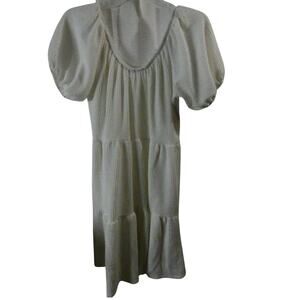 Caution To The Wind Women's Ivory Dress Elastic Neckline Sleeves Stretchy